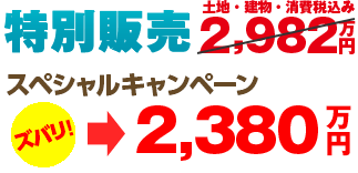 特別販売2,982万円（土地・建物・消費税込み）